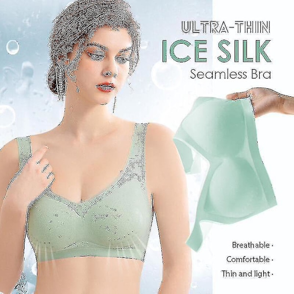 Ice Silk Seamless Wireless Bra with Removable Pads for Women - Ultra-Thin Black