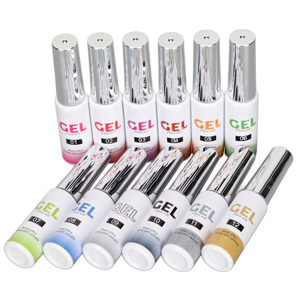 12 färger Nail Art Gel Polish Kit Gör det själv- set Nagellackset för Nagelsalong