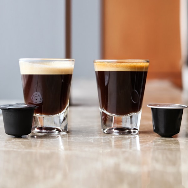 Påfyllningsbar och återanvändbar kaffekapsel i rostfritt stål med kromplätering, passar till Nespresso