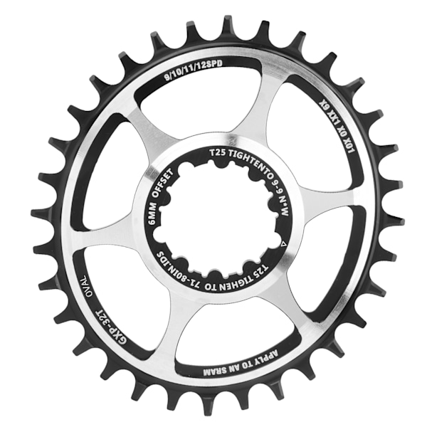 Fjellsykkel Positive og Negative Tenner Integrert 32T Oval Disc Eagle Tooth Design6mm/0.2in