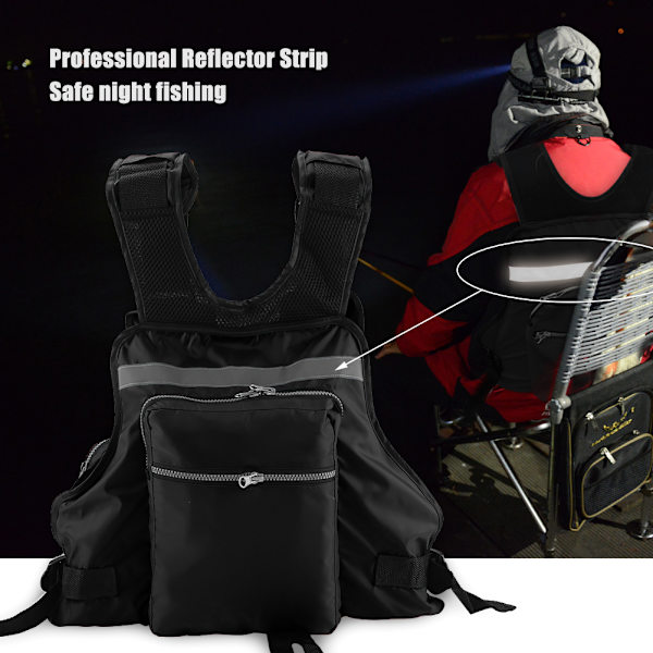 Voksne Redningsvest Redningsvest med Whistle Swimming Fishing Drivdragt (sort)