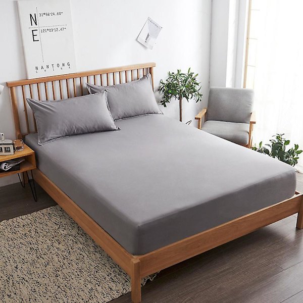Premium Ultra-bløde Krølfri Mikrofiber Stræklagen med Pudebetræk (Grå, 180*220mm, 3 stk)