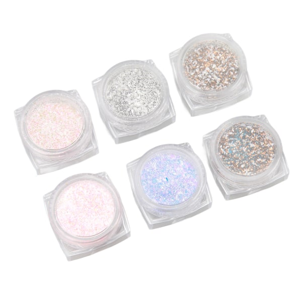 6 bokser Nail Sugar Powder DIY Glitter Nail Art Ull Pulver for fingernegler tånegler