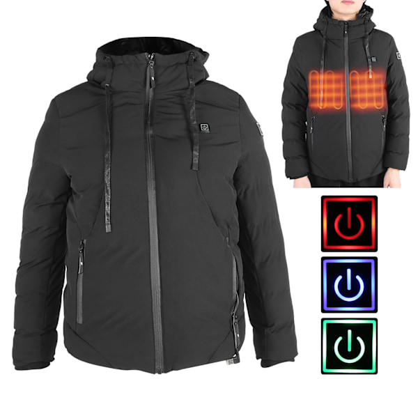 Uppvärmd jacka USB elektrisk mjuk vattentät värmejacka varma kläder kappa för vinter XL