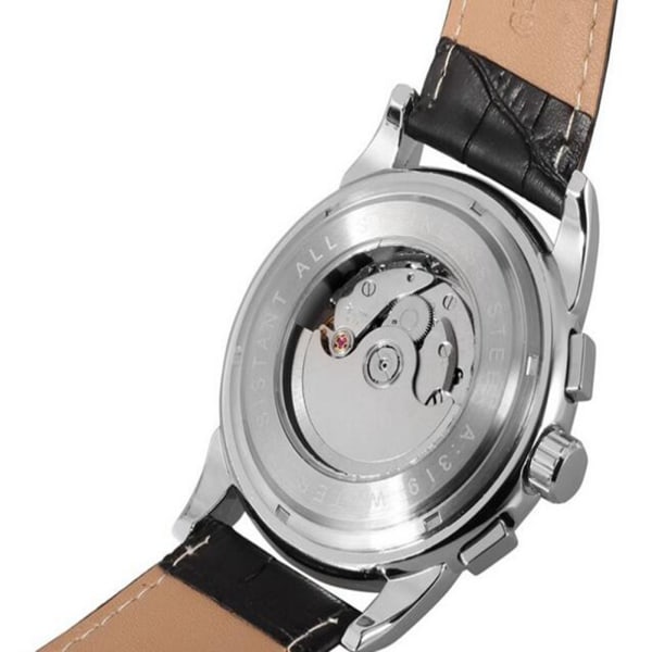 FORSINING Automekaaninen watch aitoa nahkarankaa 24 tunnin miesten watch White Face Rose Gold Edge