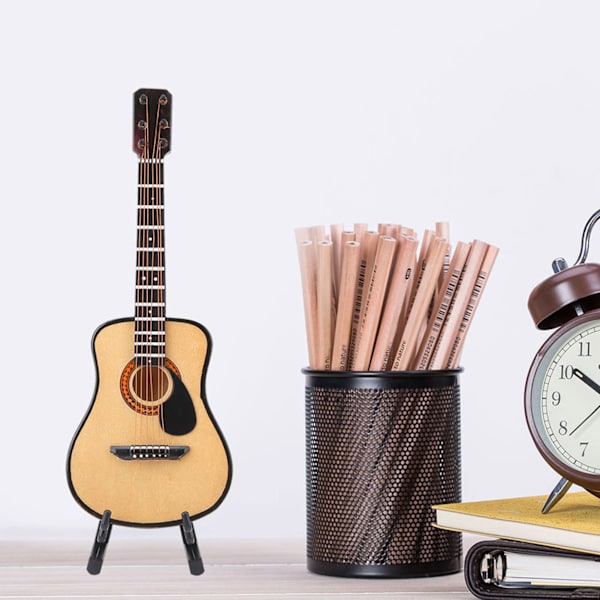 Miniature træguitar Model Display Mini Ornaments Craft Home Decor (16cm)