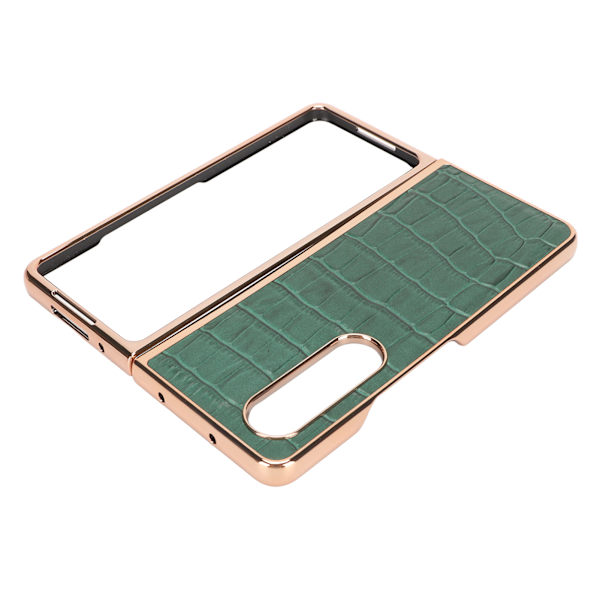 Fodral för Samsung Galaxy Z Fold 4 Nano Plating Krokodilskinnsmönster Äkta läder Repskydd Grön