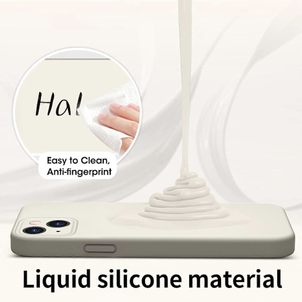 Flytande Silikon Skal, Fullständigt Skyddande Täckt Gel Gummi Slim Stötsäkert Skal med Mikrofiberfoder, för iPhone 15 Case6.1 tum