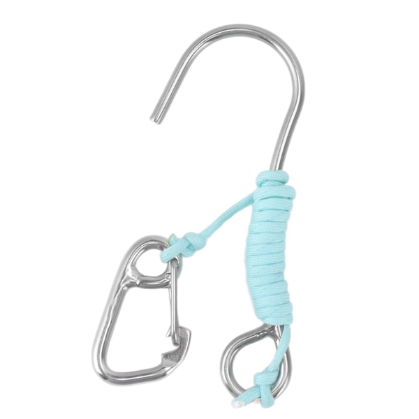 Dykning Enkelt Krog 316 Rustfrit Stål Anti-Tabt Rev Krog med Lanyard Glow in The Dark til Undervands Scuba Dykning Blå