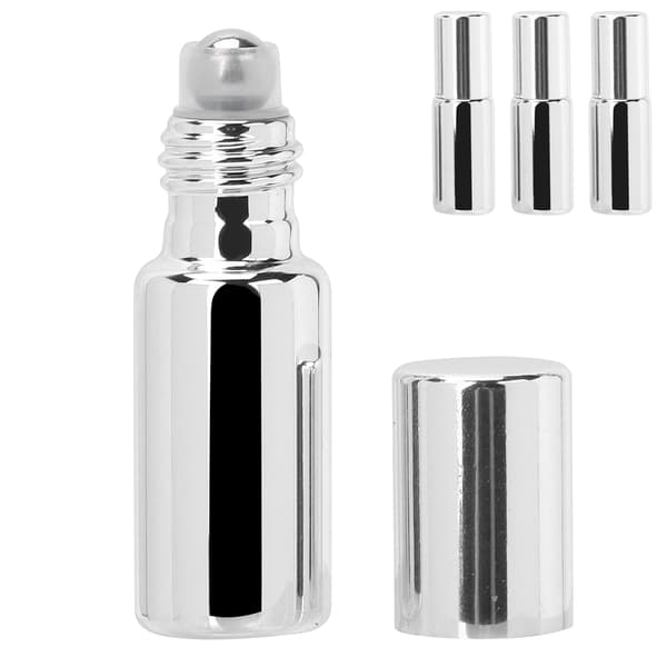 3 st professionell glasparfymrullflaska bärbar eterisk olja roll-on flaskor set 5mlSilver