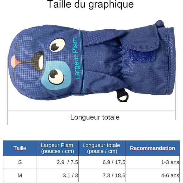 Lasten veden- ja tuulenpitävät hiihtokäsineet - Poikien ja tyttöjen lämpimät ulkourheiluhanskat 4-6-vuotiaille (koko M)