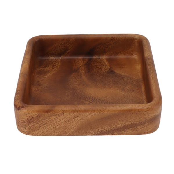 Valnøddefrugtfad Glat Tekstureret Elegant Træserveringsbakke til Snack Frugt Nød Køkkenredskaber Firkantet 15x15cm
