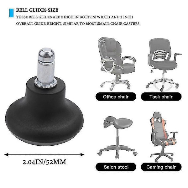 5 stk. Glides Udskiftning Kontorstol Hjul Stopper Kontorstol Drejelige Hjul, 2 Tommer Skammel