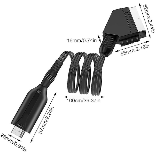 Scart till HDMI Audio/Video-omvandlare, SCART till HDMI-omvandlare, för HD TV-skärm, STB-projektor, VHS, Xbox, PS3, Sky Blu-Ray DVD-spelare