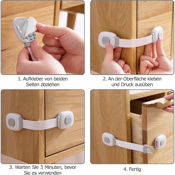 Harmaa baby set: 6 osaa ovi, laatikon ja kaapin salvat, jääkaapin lukot