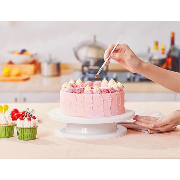 1 stk. Pink Roterende Kage Drejeskive, Glat Roterende Kagefod, Kage Dekoreringssæt Stativ