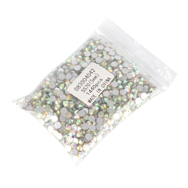 1440 stk. skinnende hotfix flade bags rhinestones med bred anvendelse til DIY-negle og kunsthåndværk i AB-farve