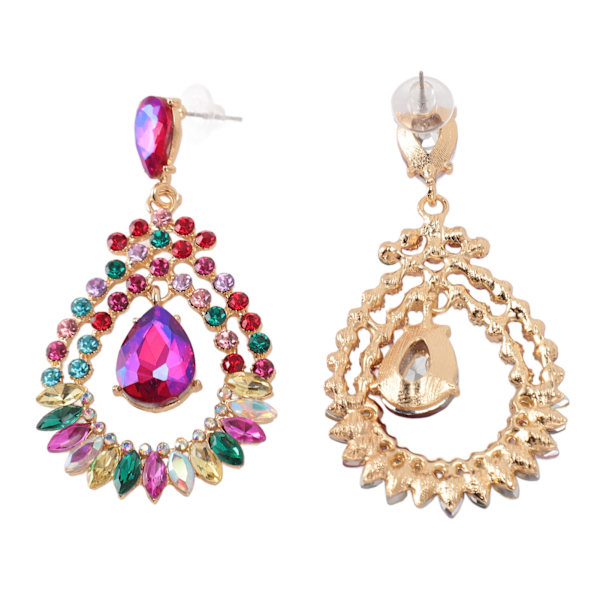 Vanndråpe Rhinestone Hengeøredobber Elegant Legering Glitrende Rhinestone Dangle Øredobber for Bryllup Midten KC Gull