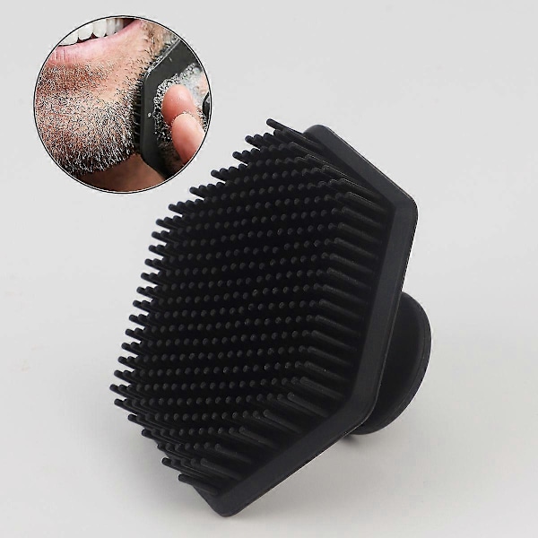 Ansiktsrensebørste for menn, Mini silikonskrubber med dyp massasje for barbering og hudrensing, Svart 1