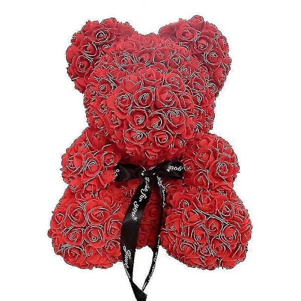 Dropshipping 40cm Rosebjørn Hjerte Kunstig Blomst Rose Teddybjørn For Kvinner Valentinsdag Bryllup Bursdag Julegave Rød 40CM