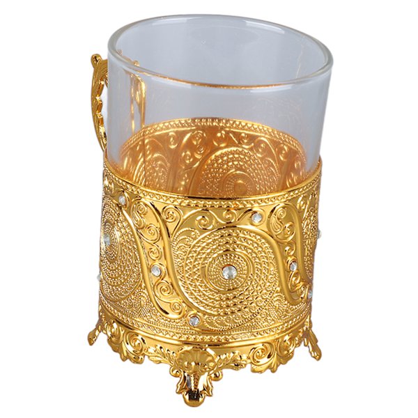 Ølkrus i legert glass Matal ølkopp samleobjekt dekorativt whiskykrus Drikkekrus til farsdagens julebursdag Golden (J18149)