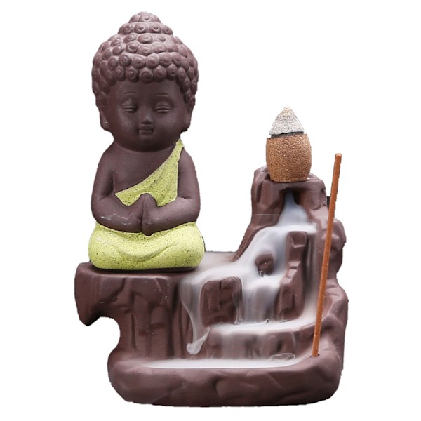 Backflow Incense Burners Cute Appearence Ceramic Home Decoration Ornament for Bedroom Tea Room Office Yellow