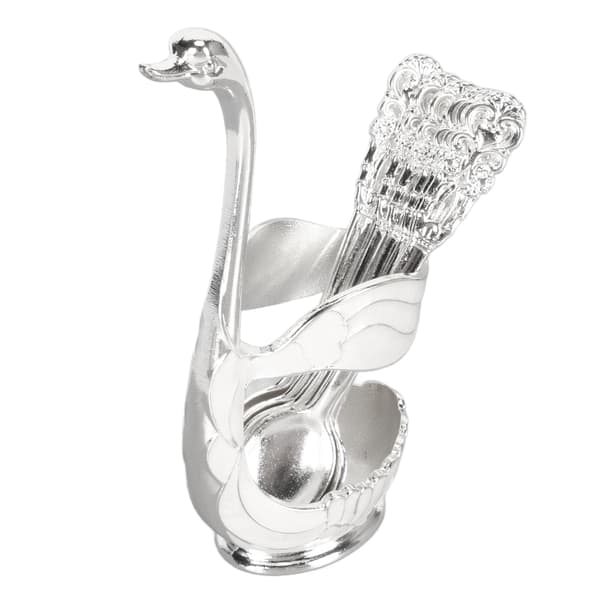 Silver Swan Dinnerware Set Svanbas Hållare Tesked Bestickset Kaffeskedset för Kaffe Frukt Desserts