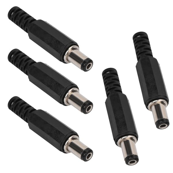 5 stk. 2,1 mm x 5,5 mm hann DC strømplugg Jack koaksial kontaktadapter