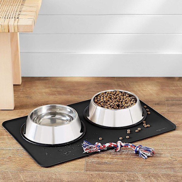 48 X 30 cm Sort Vandtæt Silikone Pet Bowl Mat