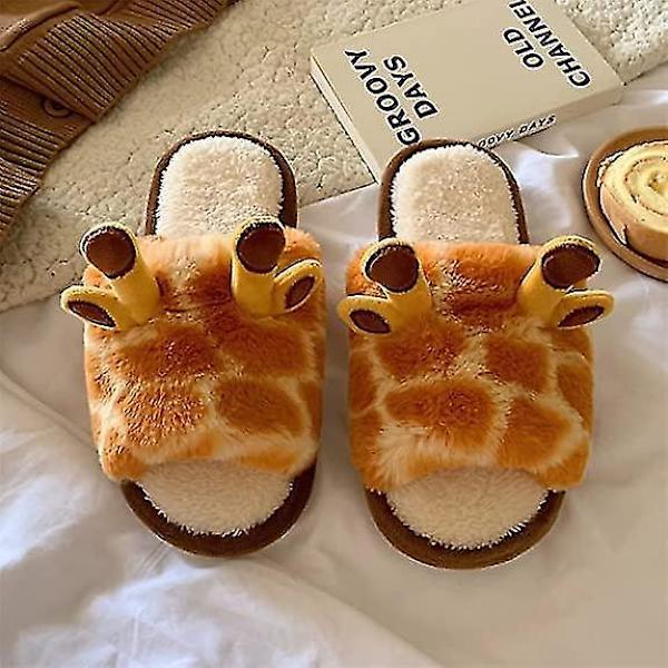 Cartoon Giraffe Bomullstofflor för Kvinnor - Vinter Inomhus Utomhus (Storlek 38-39)