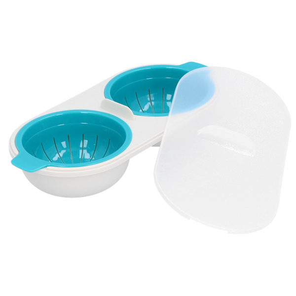 Mikrovågsugn Egg Poacher Livsmedelsklass Dubbelkopp Äggpanna Köksredskap Köksredskap