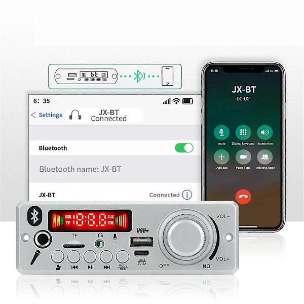 Bluetooth MP3 WAV Decoder Board 80W Forstærker Håndfri Bil Audio Mikrofon