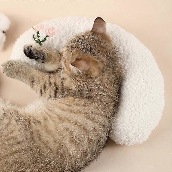 Liten Kudde för Katter, Ultra Mjuk Fluffig Lugnande Leksak Halv Donut Cuddler för Ledavlastning Sömnförbättring Maskintvättbar