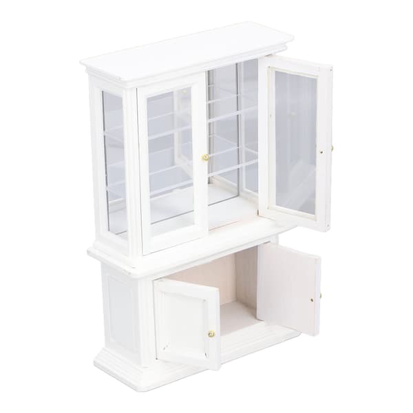 1:12 Skala Miniatyr Bokhylla Högsimulerad Träskåpsdisplay för Dockhusdekoration Vit