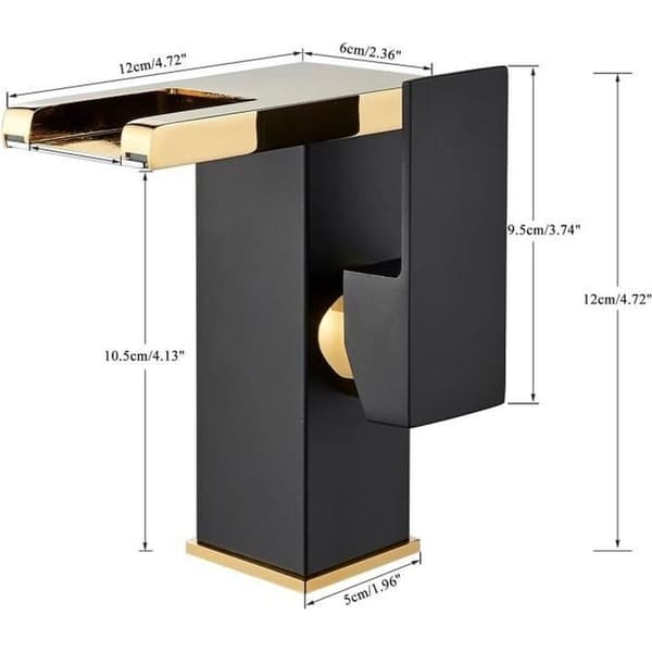 Coocheer – Sort og Guld Messing LED Vandfaldsarmatur – Universal Installation – Farveskift Efter Temperatur – Til Badeværelse