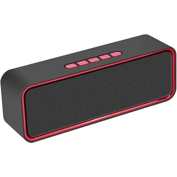 Röd bärbar trådlös Bluetooth 5.0-högtalare med 3D stereo HiFi-bas, 1500mAh batteri och 12 timmars speltid