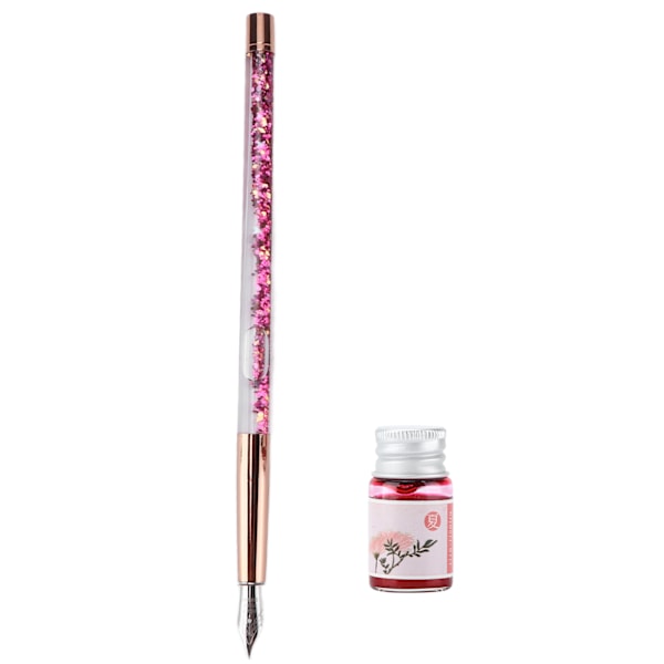 Glass Dip Pen Holdbar Dekorativ Attraktiv Komfortabel Blekk Skrive Bærbar Kalligrafi Sett for GavePen Nib Rosa