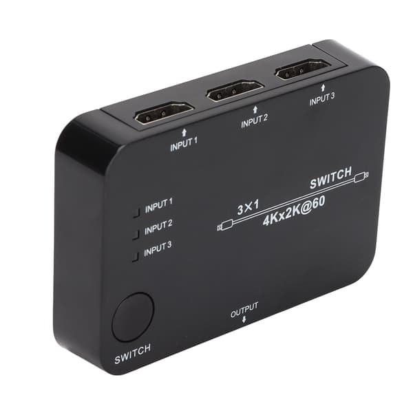 3 in 1 ut 4K2K 60Hz HD Multimedia Interface Video Switcher Låg Strömförbrukning Stabil HD Videoadapter