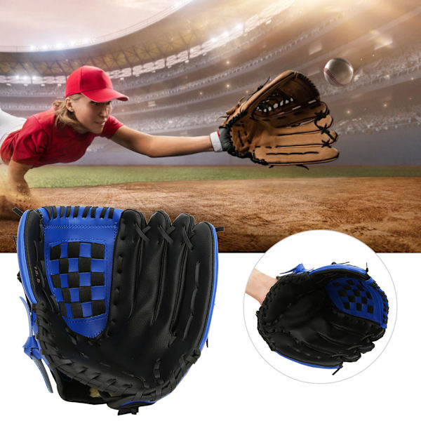 PU-nahkainen baseball-hansikas harjoitteluun, kilpailukäsineet lapsille (sininen 12,5 tuumaa)