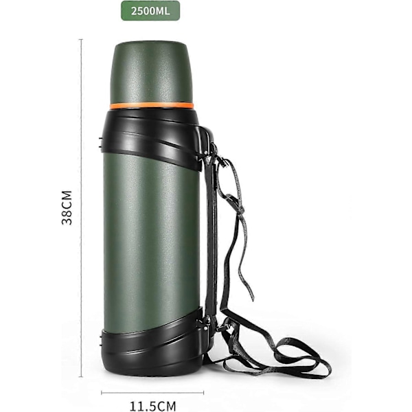 2,5 l Rostfri Isolerad Flaska för Resor med BPA-fri Mugg - Överdimensionerad Vakuumflaska