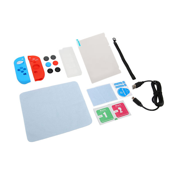 Tillbehör för Switch Family Bundle - skärmskydd, greppskydd, kortfodral, bärväska - allt i ett