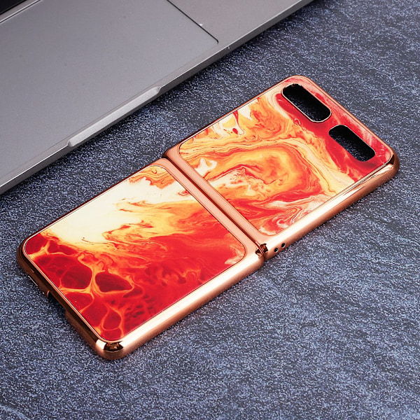 Härdat glasfodral för mobiltelefonskydd Fodral Baksida Skyddsfodral för Galaxy Z Flip Röd