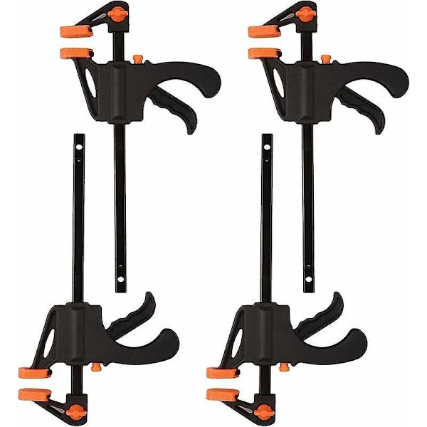 4-pack 10 cm Spärrklämmor Enhands, F-formad Trä, Snabbfäste, Idealisk för Snabba och Enkla Klämmapplikationer