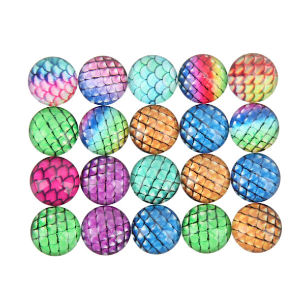 20 stk Dragon Scale Resin Flat Cabochons Lyse farver 12mm Dome Cabochons Gems til DIY Halskæder Armbånd Øreringe