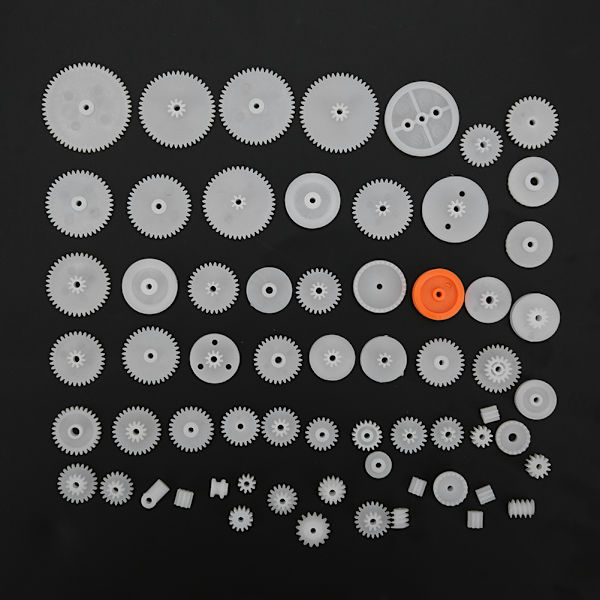 64 stk Plastic Gear Remskive Aksel Sleeve Snekke Sæt DIY Robot Model Legetøj Tilbehør