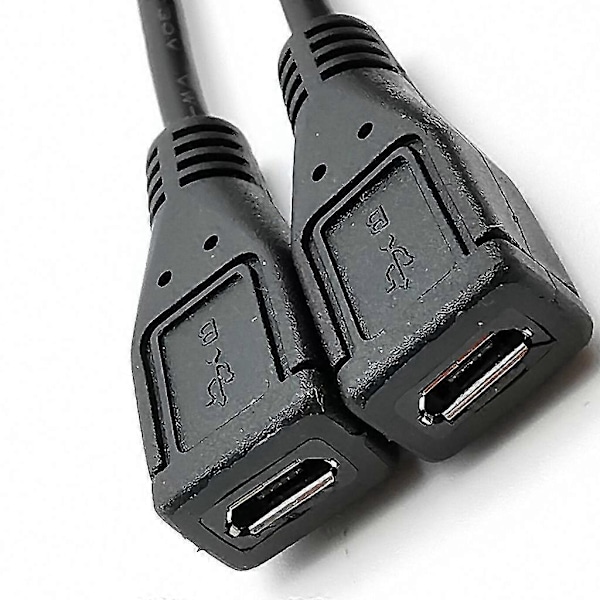 Micro USB Splitterkabel, 5-stifts hane till 2 hona Y-splitterladdningskabel vänsterböjd