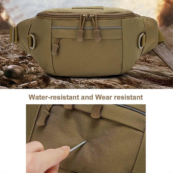 Taktisk midjeveske, Nylon Oxford Utility Multipurpose EDC Crossbody Stroppveske Brystryggsekk (Brun)