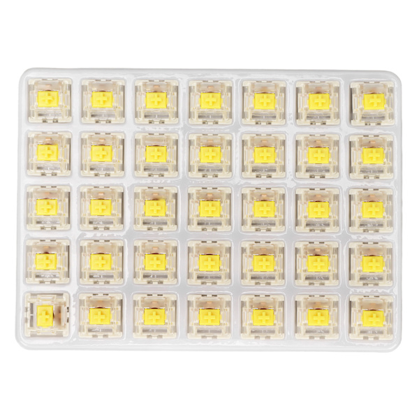 35 st G Yellow Pro-brytare för tangentbord, förlubrifierade, 3-stift, RGB SMD, linjära enkelspiralfjäderbrytare för mekaniskt tangentbord