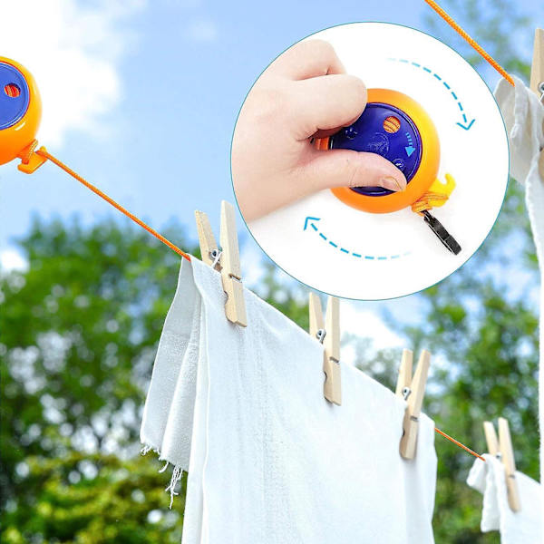 Matkailuystävällinen sisäänvedettävä pyykkinaru - 8 m, sotkeutumaton, täydellinen retkeilyyn, lomailuun, sisä- ja ulkokäyttöön