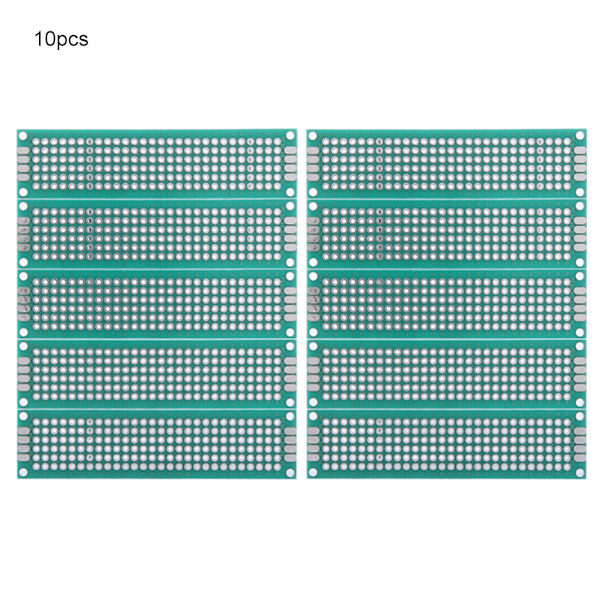 10 stk. 2x8cm dobbeltsidet prototype printplade fortinnet breadboard universalplade